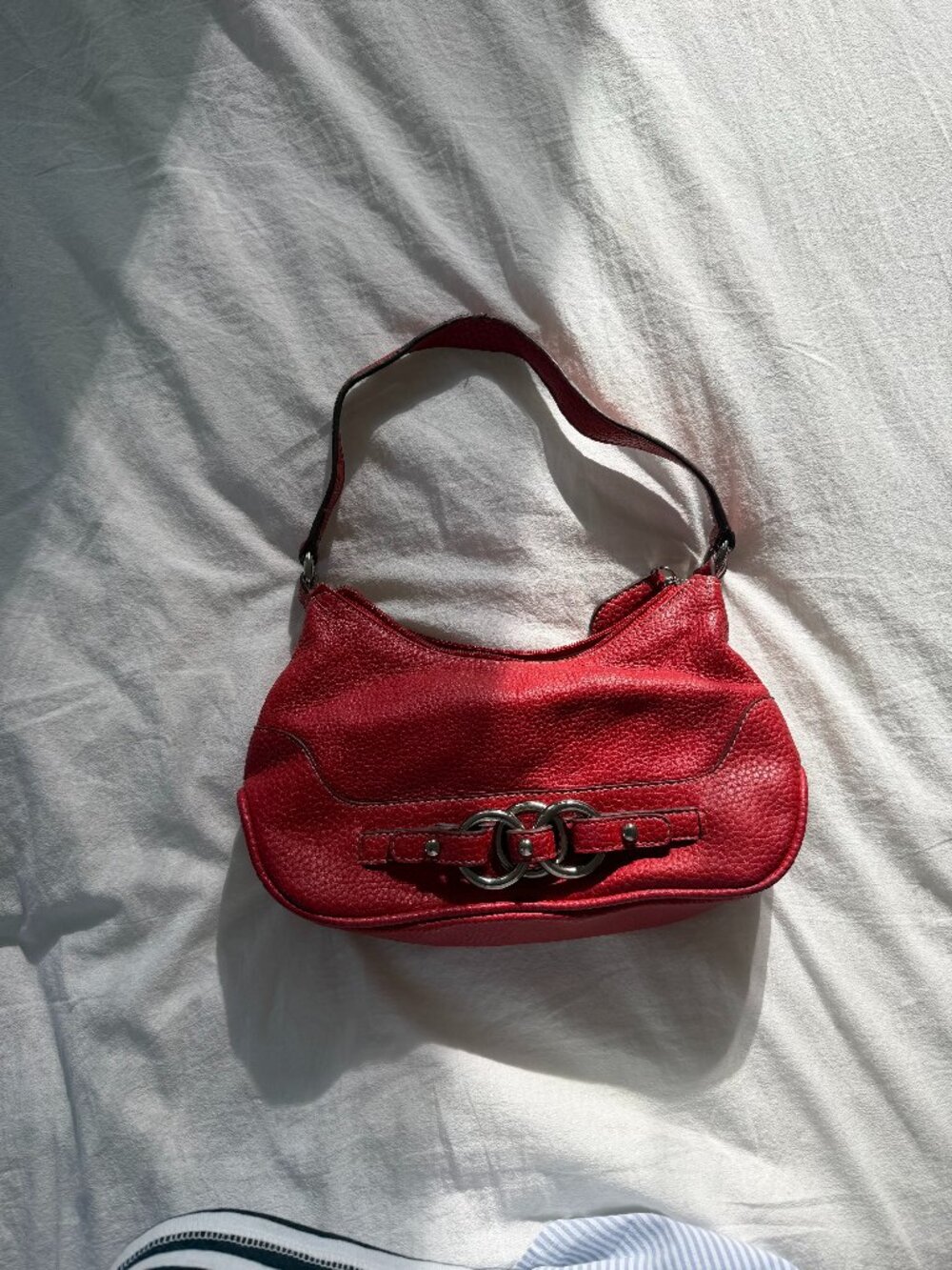 Wilsons Leather Shoulder Purse - Red & Silver